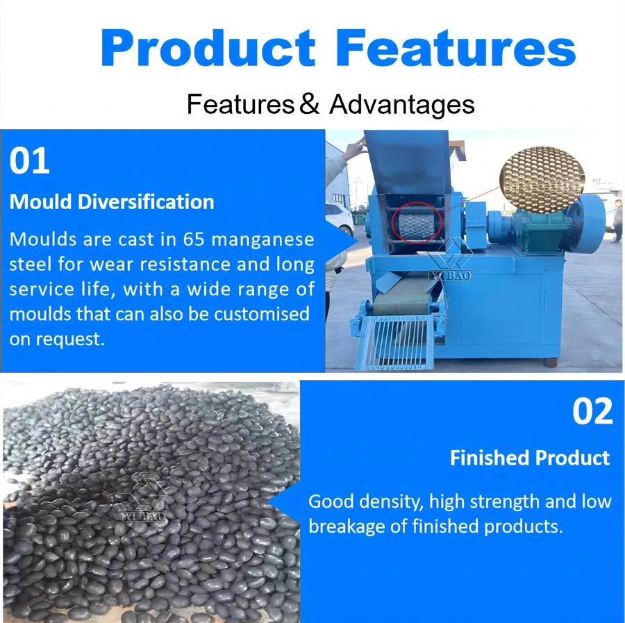 Automatic Coconut Shell New High Capacity Wood Sawdust Coal Ball Pillow Shape BBQ Charcoal Briquette Press Making Machine